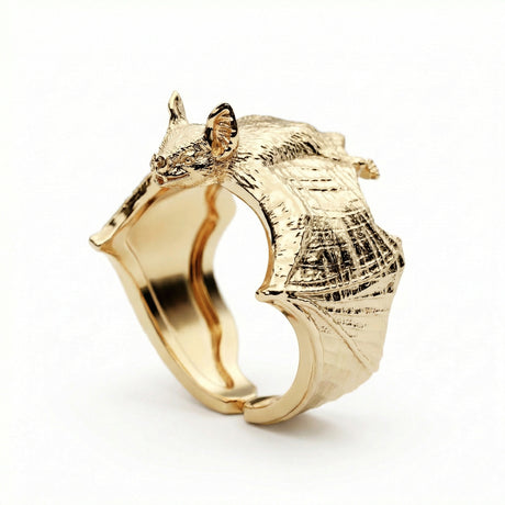 Luxury bat statement ring inspired by darkness and transformation, designed in Stockholm