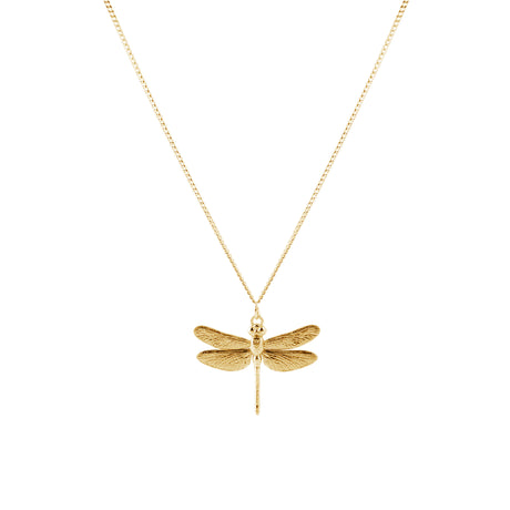 Gold dragonfly necklace, statement nature-inspired jewelry by Carolinne B