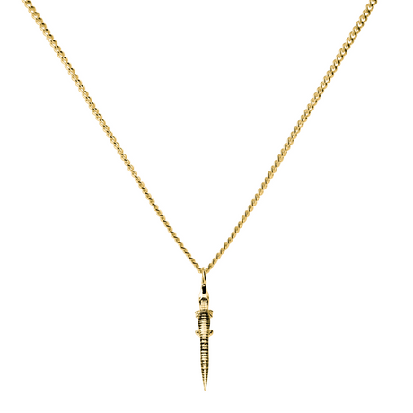 A necklace with an 18k gold alligator charm attached to a gold chain.