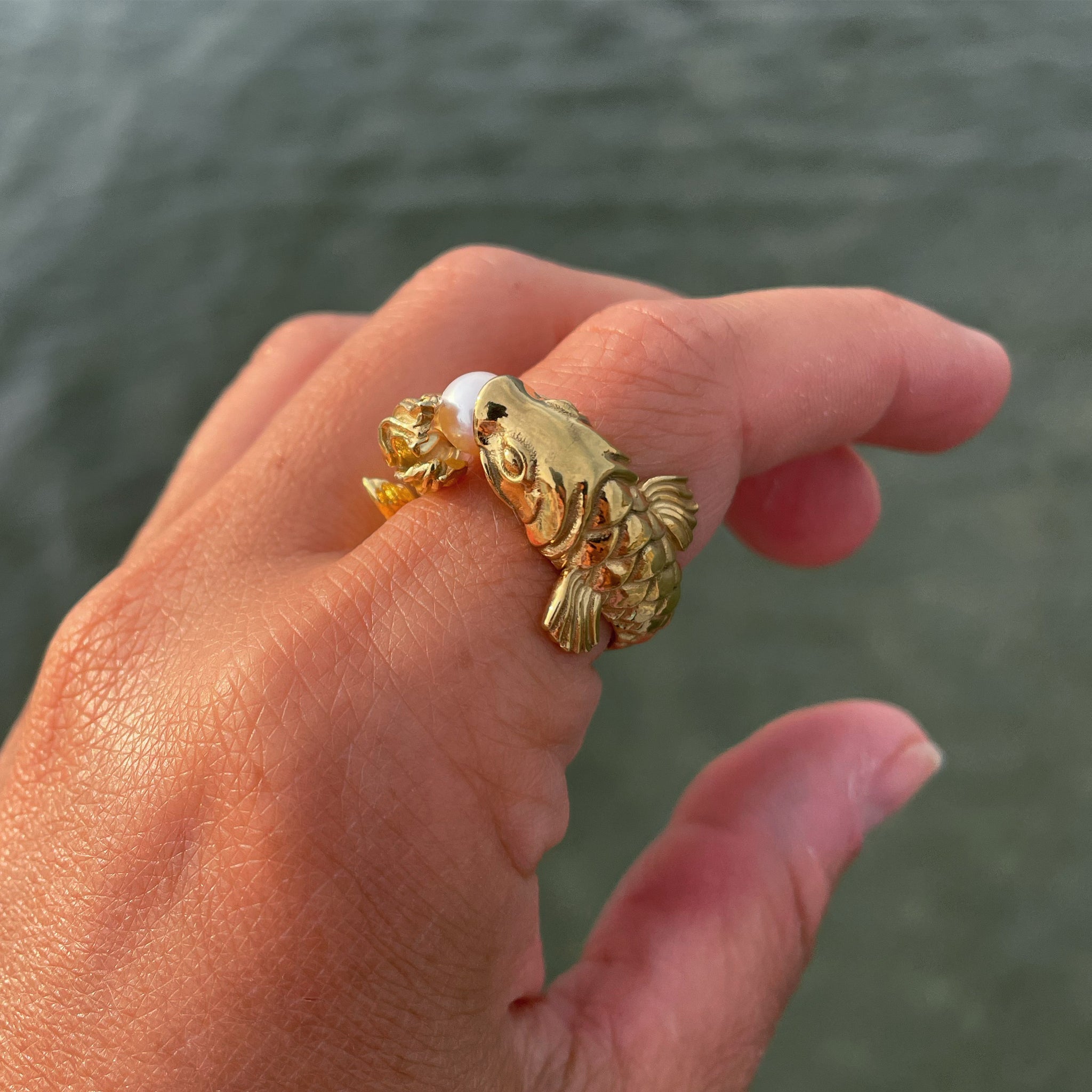 Koi Fish Ring Gold Koi Fish Enamel Ring Unique Artistry In Gold Vermeil