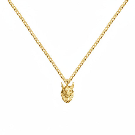 Detail of Lynx Necklace, 18 k gold plated on solid silver, handmade Scandinavian animal jewelry, statement necklace by Carolinne B