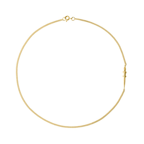 A gold-plated sterling silver necklace with an alligator-shaped pendant.