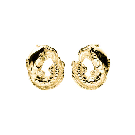 Round Koi Fish Drop Earrings, handcrafted statement jewelry inspired by koi fish – Drifter Collection by Carolinne B, Made in Stockholm