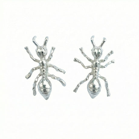 Solid silver ant EARRINGS handcrafted in Stockholm, bold statement jewelry