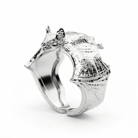 bat ring in solid 925 silver by Carolinne B Jewelry, handmade in Stockholm