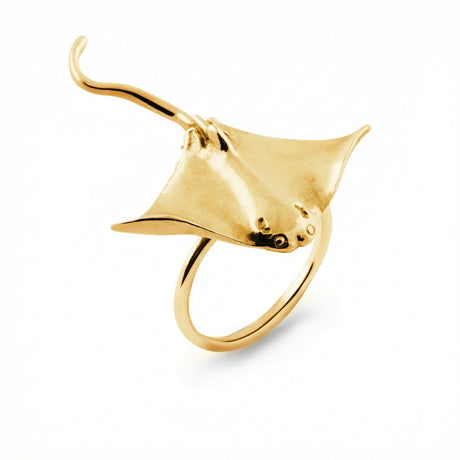 An 18k gold-plated silver ring with a devil fish design by Carolinne B
