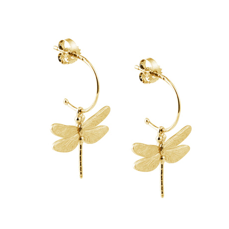 Handmaded ragonfly hoops, whimsical nature-inspired jewelry by Carolinne B