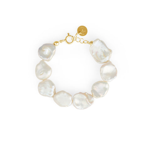 Handmade pearl bracelet, whimsical One Kiss Away statement jewelry by Carolinne B