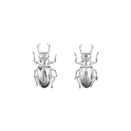 Silver beetle earrings, Little Icons of Nature collection by Carolinne B
