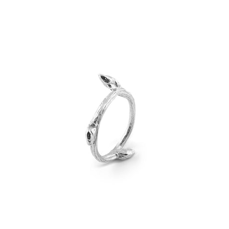 Branch Ring Bloom with Love, luxury Stockholm jewelry, nature-inspired silver statement ring, handmade by Carolinne B