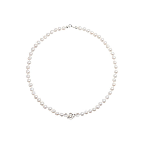 Chameleon Pearl Necklace in silver with pearl, handcrafted animal-inspired statement jewelry – Carolinne B, Made in Stockholm