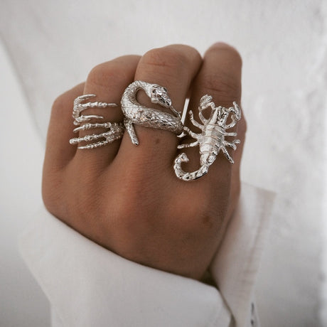 Detail of Claw Ring, solid silver, handcrafted statement ring by Carolinne B