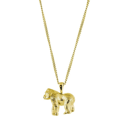 Gorilla Necklace in 18K gold, handcrafted sculptural animal-inspired jewelry – Carolinne B, Made in Stockholm