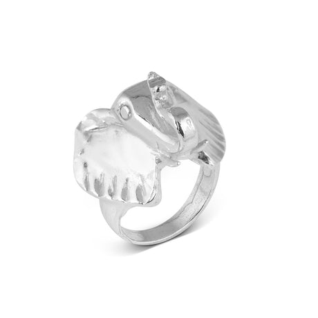 Massive Big Elephant Head Ring in sterling silver, handcrafted bold statement jewelry – Carolinne B, Made in Stockholm