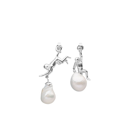Monkey Earrings – Silver Statement Jewelry | Wild Collection by Carolinne B, Made in Stockholm