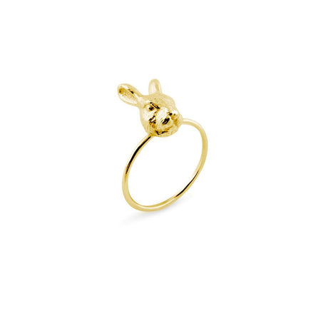 Detail of Rabbit Ring, handcrafted Scandinavian animal jewelry, statement ring by Carolinne B